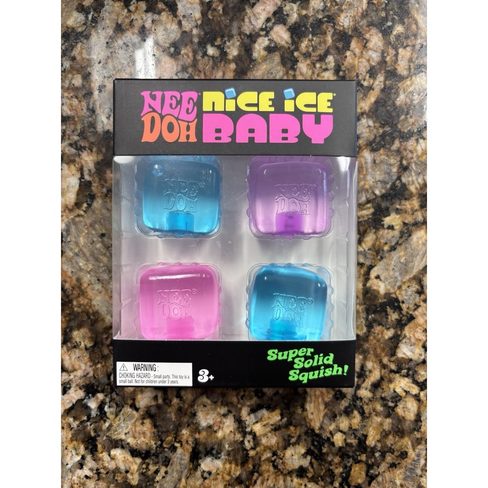 Nee Doh Nice Ice Baby 4 pack Mini Nice Cubes Pink Blue Purple Sealed Needoh